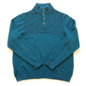 Tommy Bahama Sorrento Beach Button Mock Neck Sweater Mens L Pullover Seaway Blue